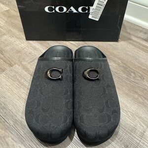 Coach Hadley Signature Jacquard Black Logo Clog Mules